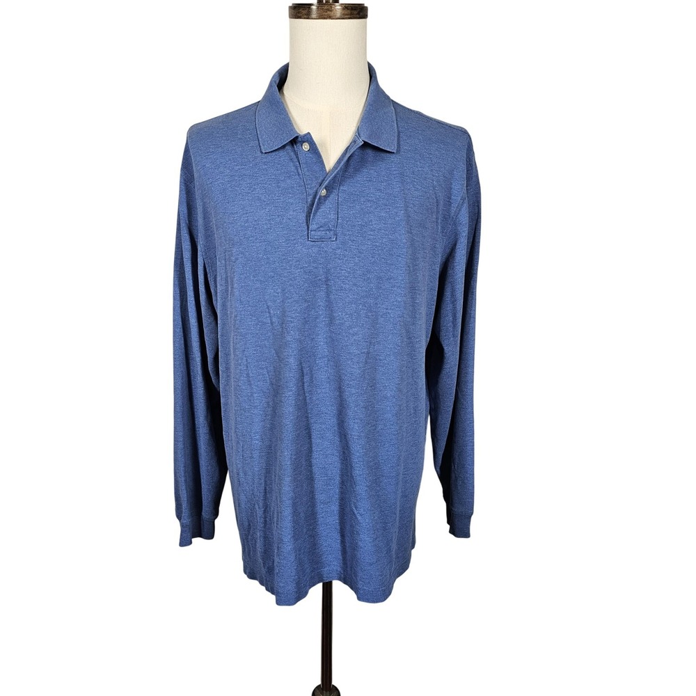 Lands End Polo Shirt Mens XL Long Sleeve Casual Pullover Classic Golf Rugby Top